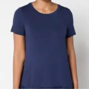Lori Goldstein Navy Short Sleeve Top